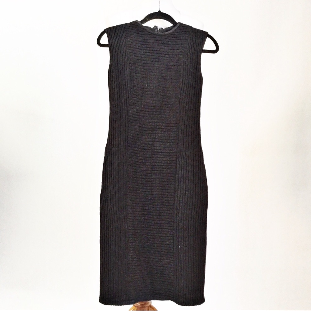 Helmut Lang black dress w/ real leather trim